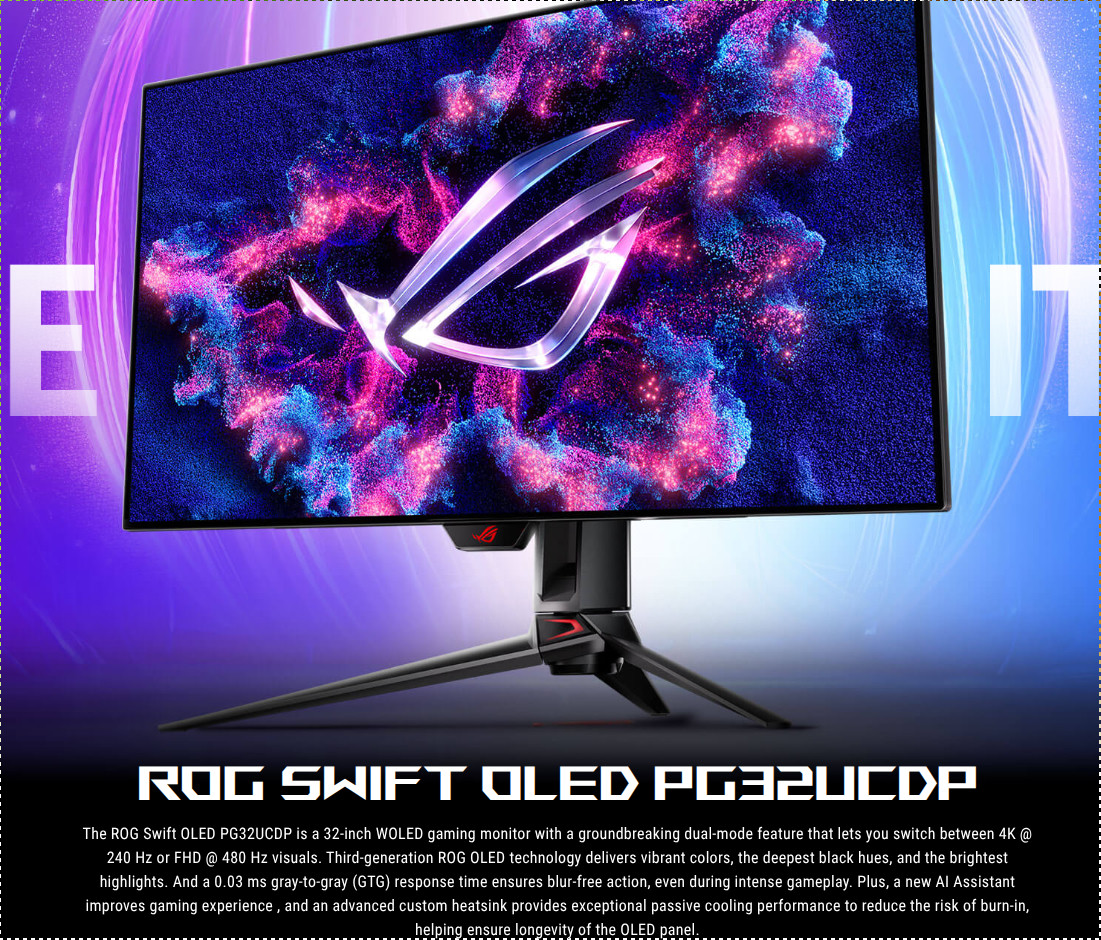 ROG Swift OLED PG32UCDP AI powered