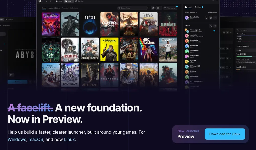 The new Epic Games Launcher Preview for Linux